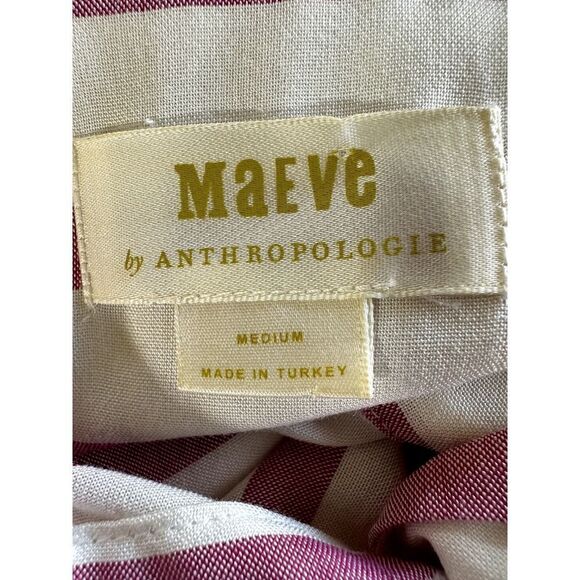 ANTHROPOLOGIE MAEVE Women's Striped Ruffle Button Down Blouse Pink Size Small - Picture 4 of 9